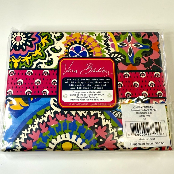 Vera Bradley-Retired Desk Note Set-Rio-Sticky Notes-Tabs-Notepad-NWT - Picture 6 of 11